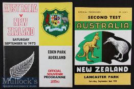 1972 New Zealand v Australia Rugby Programmes (2): Second and Third tests of the 1972 series in