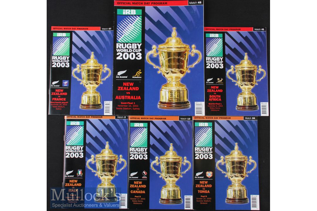 2003 Rugby World Cup Programmes (6): New Zealand selection from the tourney, Pool games v Italy,