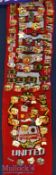 Quantity of Manchester United Enamel Pin Badges attached to a Manchester United / Anderlecht Scarf