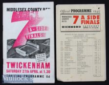 1945 & 1946 Middlesex Sevens Rugby Programmes (2): Quite rare, smaller, last days of WW2 issue