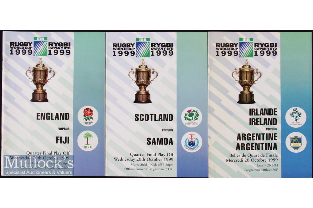 1999 Rugby World Cup Final etc Programmes (3): The three play offs for the Quarter-Finals, England v