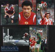 Selection of Signed 1980s Manchester United Photographs featuring R Wilkins, P McGrath, J Gidman,