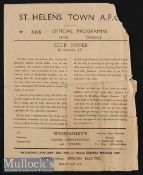 1948/49 St Helens Town v Everton ‘A’ Football programme single sheet programme, Bert Trautmann