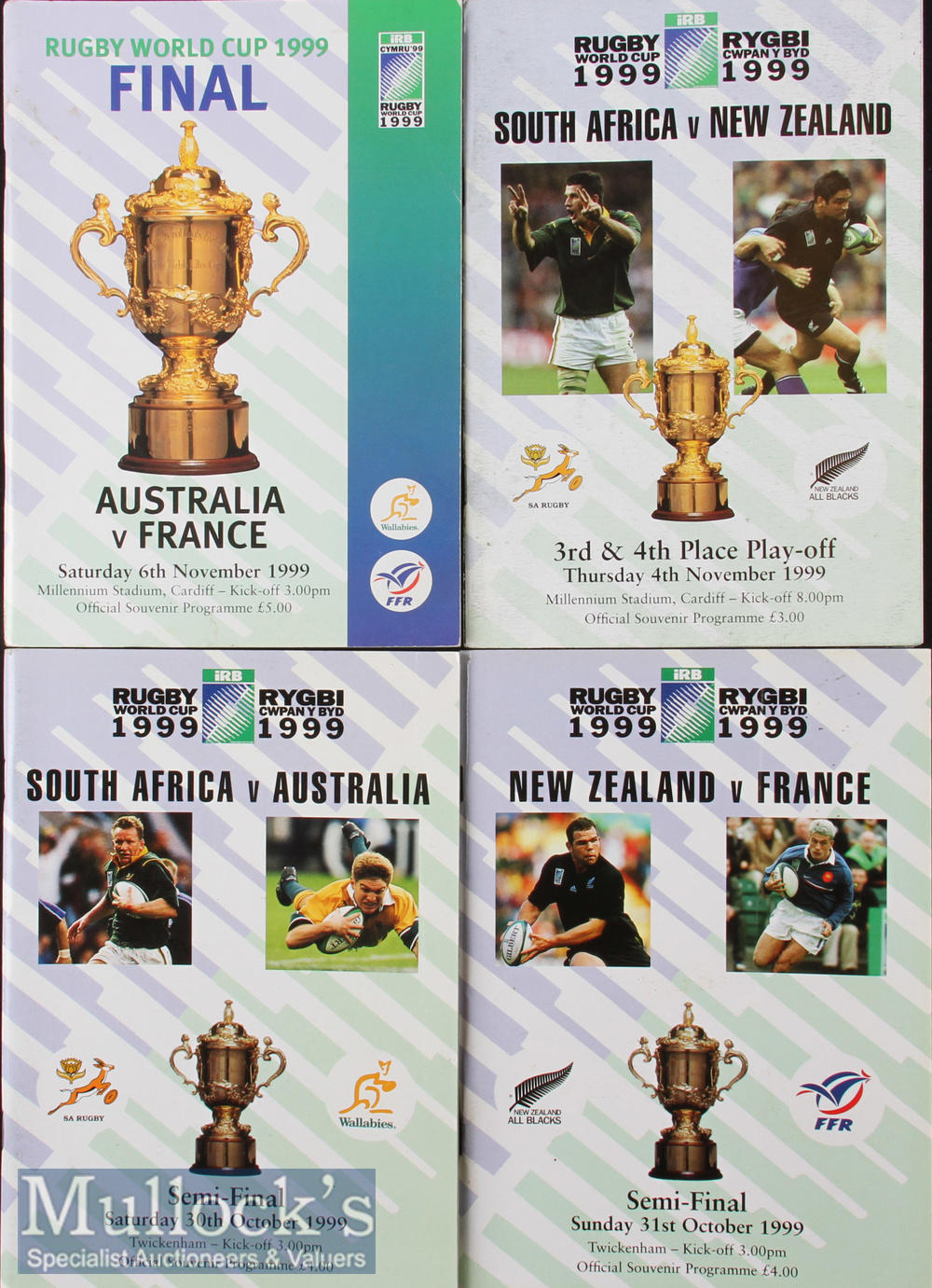 1999 Rugby World Cup Final etc Programmes (4): A5 glossy packed issues from Australia’s win over