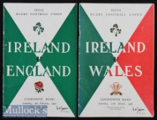 1956/1957 Irish Home Rugby Programmes (2): Ireland prevented a Welsh Grand Slam by winning 11-3