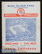 1935 England v The Rest Final Trial Rugby Programme: Pocket fold and damp-darkening to two