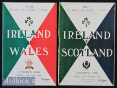 1956 Ireland Home Rugby Programmes (2): Issues v Scotland (won 14-10) and champions Wales, who