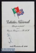 1946 Portugal Army v RAF football programme date 17 Feb 1946 featuring Bert Williams, single