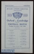 1928 Oxford v Cambridge Varsity Match Rugby Programme: Cambridge on top, each side featuring a