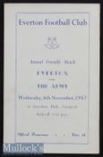 1957/58 Everton v The Army 4 pager programme 6 November 1957. Good.