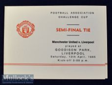 1985 FA Cup semi-final Manchester Utd itinerary for the Official Party for the visit to Goodison