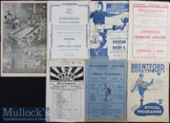 Selection of 1940s Mixed football programmes to include 46/47 Everton v Derby County, 46/47