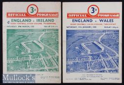 1952 England Rugby Programmes (2): Twickenham issues v Wales, Grand Slam champions-to-be (6-8) & v