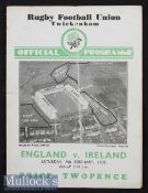 1935 England v Ireland Rugby Programme: In Ireland’s Championship season, some wear & pocket fold