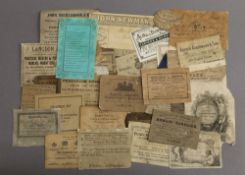 A collection of late 18th/19th century paper slips card mostly art related