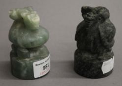Two Chinese seals. Each 8 cm high.