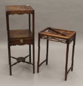 A 19th century nightstand and a Chinese side table. The former 84 cm high.