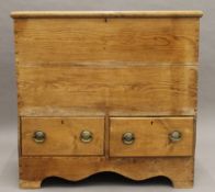 A 19th century pine mule chest. 90.5 cm wide.
