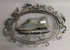 A 19th century Continental hanging shop sign for a shoe shop or a cobblers.