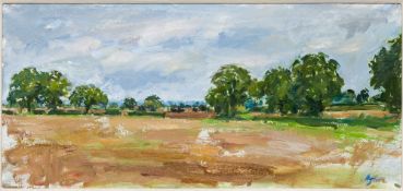 HENRIETTA CHARTERIS (20th/21st century) Suffolk Artist , Autumn Fields, oil on canvas,