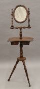 A Victorian oak gentleman's shaving stand. 41 cm wide.