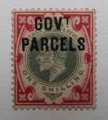 Great Britain 1902, 1s dull green and carmine (Govt Parcels), unused, SG078, with certificate
