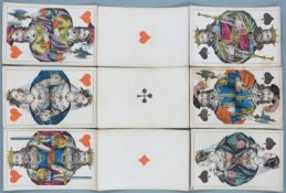 19th century continental pack of playing cards, with square corners, double ended court cards and