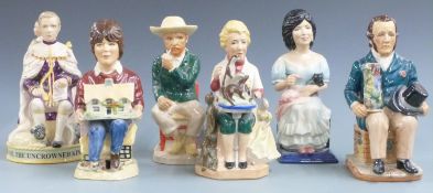 Six Kevin Francis limited edition character jugs including Sir Henry Doulton, Peggy Davies, Van