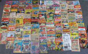 Ninety-six various vintage comics including Steve Samson, Girl Comics, Racket Squad, Yarmak,