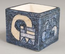 Troika cube vase, signed to base LG, H8cm