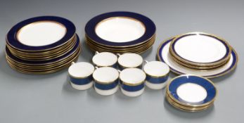 English porcelain dinner and tea ware including Coalport Athlone Blue, Royal Worcester Aston and