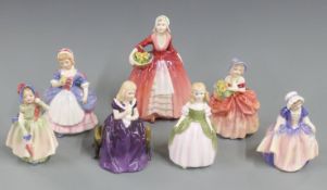 Seven Royal Doulton figurines including Janet, Valerie, Dinky-Do, Babie etc