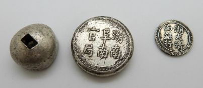 Three Chinese coins/ tokens