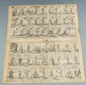 18thC Pasquins Windkaart op de Windnegotie, 54 playing cards on two uncut sheets, relating to