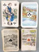 Four packs of German/Swiss playing cards with scenic aces and some local costume court cards, one