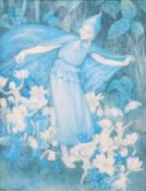 After M W Tarrant print on plaque 'Fairy Troupe', marked Vienna verso, 22 x 19cm, in ornate gilt