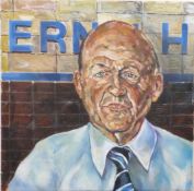 Adrian Spaak oil on canvas portrait of Coventry City footballer Ernie Hunt, titled verso, 40 x 40cm