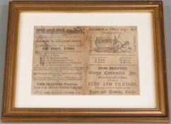 Victorian John Bradford (late Allday) Stroud and Nailsworth 1853 rail and omnibus timetable for