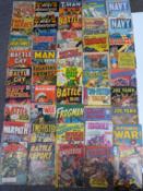 Forty-six vintage war, fighting and military comics including War Heroes, Battle Cry, Navy Task