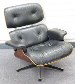 Charles and Ray Eames for Herman Miller model 670 leather upholstered and rosewood veneered lounge