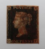 Great Britain 1840 1d black OF Plate 8, 4 margins red Maltese cross cancellation