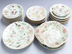 Twenty-six 19th/20thC Chinese plates decorated with auspicious symbols, birds, butterflies and