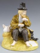 Russian porcelain figure of a tramp in the style of Gardner porcelain with backstamp to base, H24cm