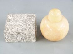 Chinese hardstone ginger jar and two serpentine cups