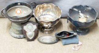Various silver plated trophies
