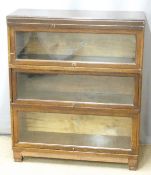 Globe Wernicke glazed oak bookcase with transferred label, W85 x D29 x H100cm