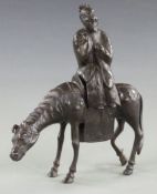 Chinese bronze figure of a horse and rider, the rider detachable, H22.5cm