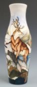 Moorcroft limited edition 28/100 vase decorated in the Highland Stag pattern, designed by Kerry