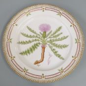 Royal Copenhagen Flora Danica pierced cabinet plate 'Carduus Acaulis', diameter 30cm