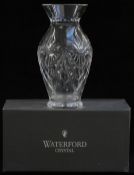 Waterford Crystal cut glass vase in original box, 31cm tall